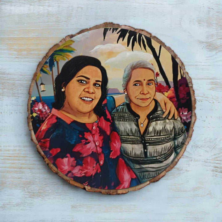 Photo Caricature Bark Nameplate with Stand