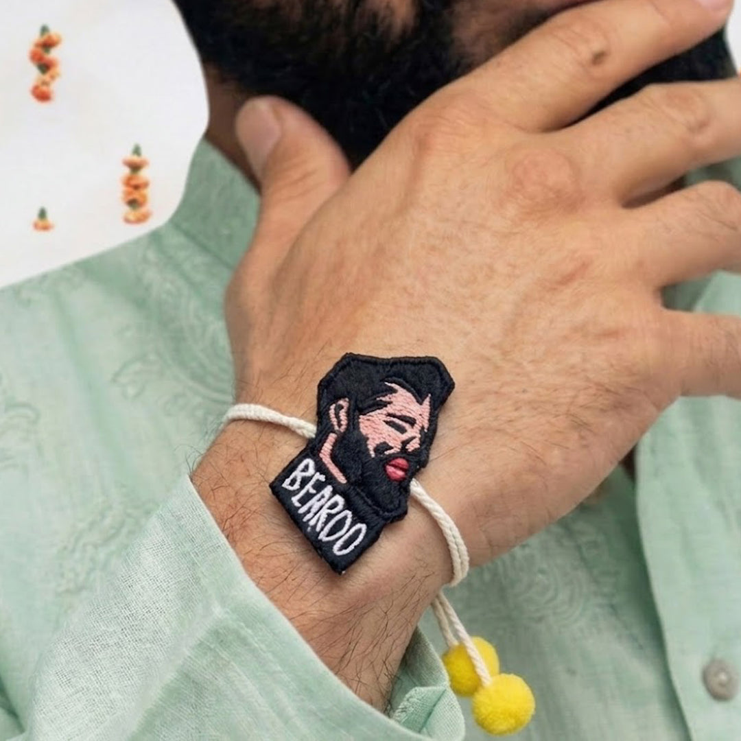 Handmade Reusable Beardo Pom - Pom Felt Rakhi For Brother