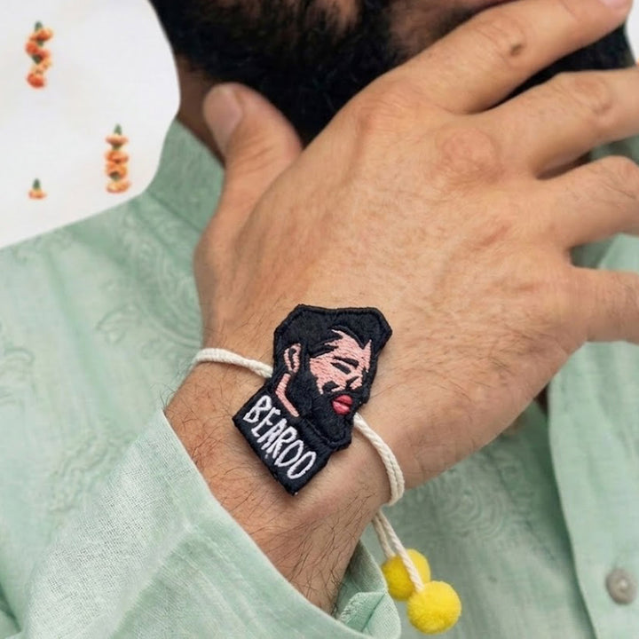Handmade Reusable Beardo Pom - Pom Felt Rakhi For Brother
