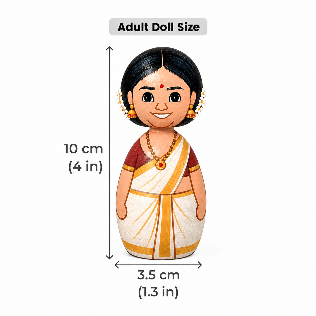 "Pandit Couple" Themed Handpainted Wooden Doll For Golu/Festive Decor