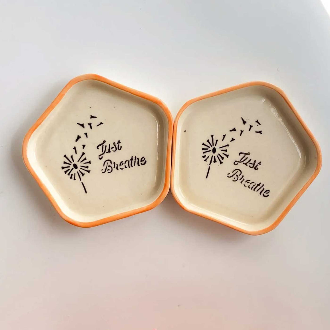 Handmade "Just Breathe" Ceramic Plate