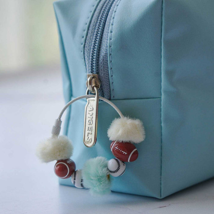 Personalized Faux Leather Utility Pouch With Initial & Pom-Pom Charm
