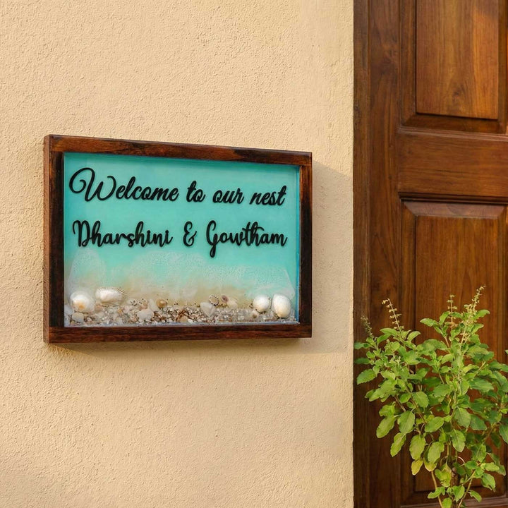 Personalized Beach Theme Resin Name Plate For Couples