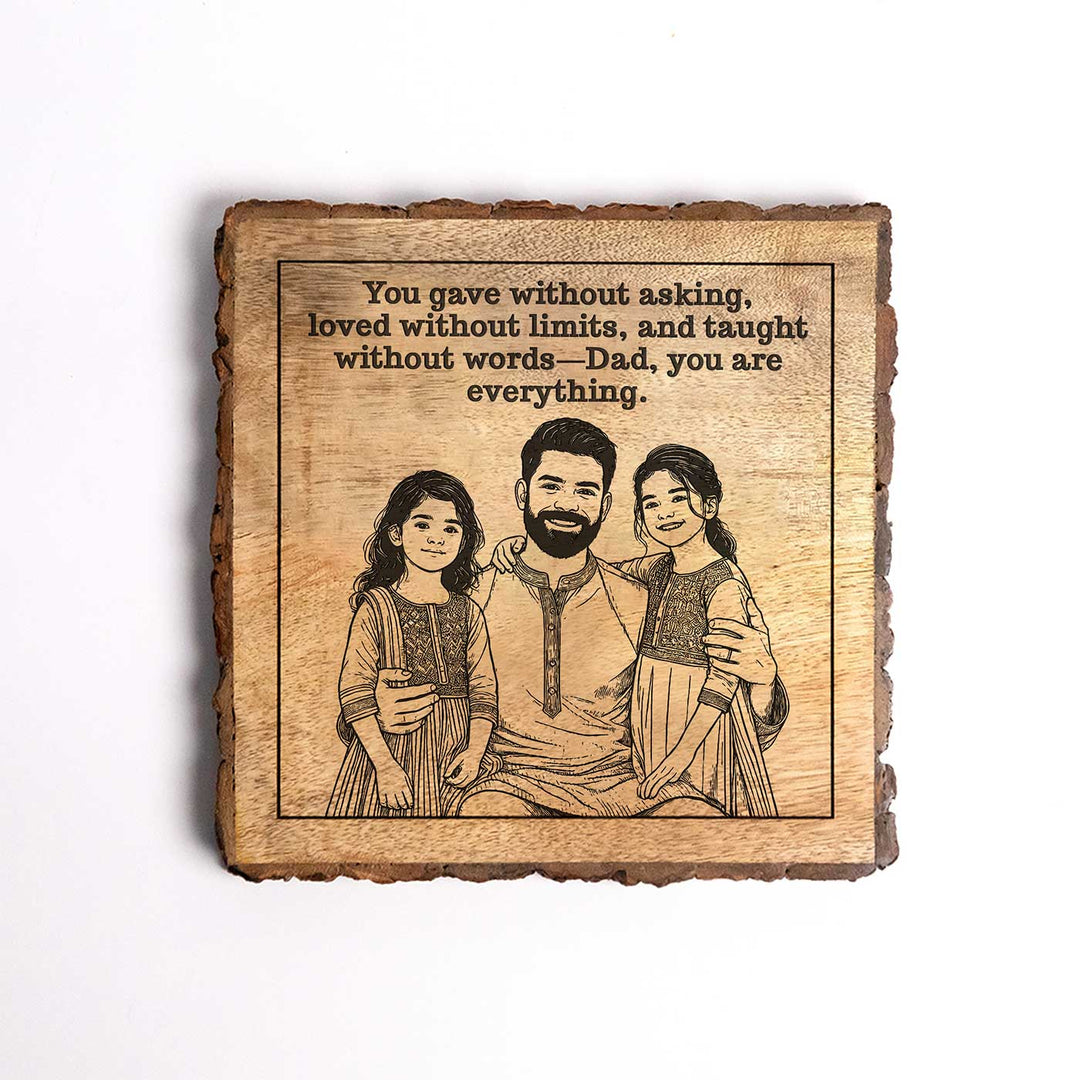 Personalized Hand Carved Engraved Dad And Daughters Theme Wooden Decorative Plaque