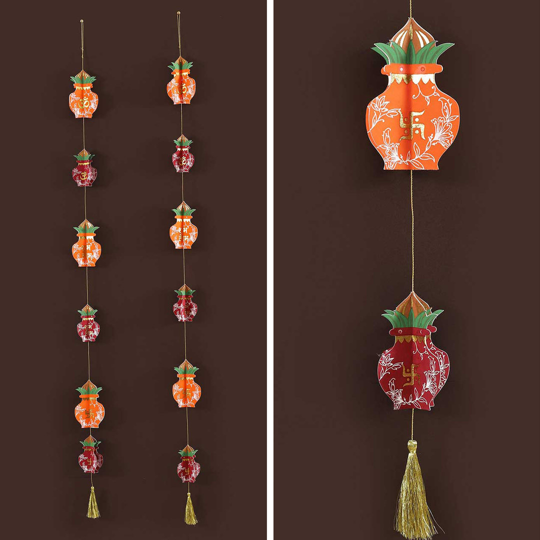 Handmade Mangal Kalash Design Paper Hanging