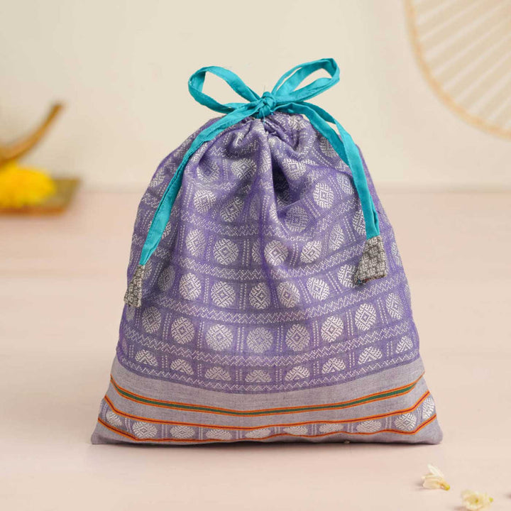 Handmade Lavender Khunn Fabric Cotton Thamboolam Potli