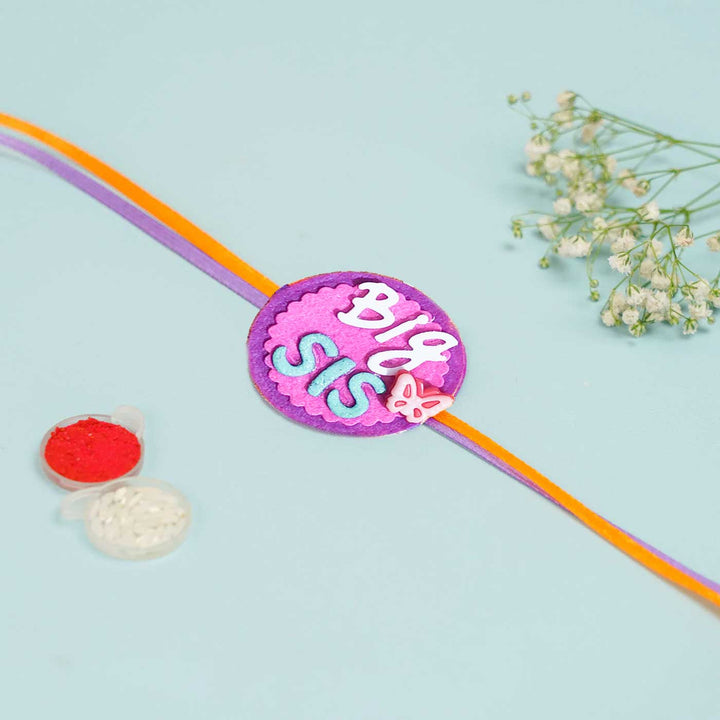 Handmade "Big Sis" Felt Kids Rakhi With Roli Chawal
