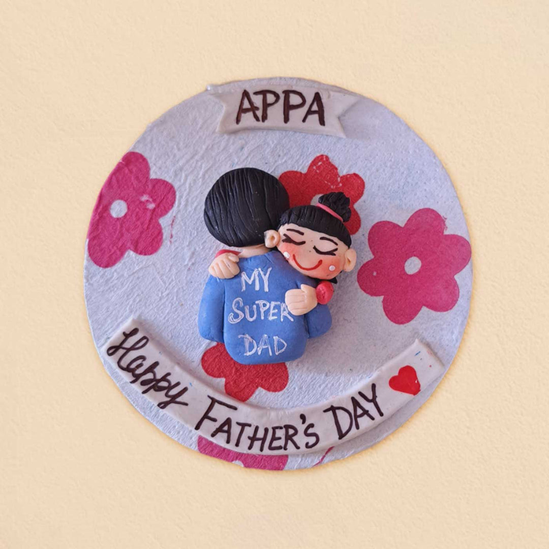 Personalized Handmade White Floral Theme MDF Wood Fridge Magnet For Fathers