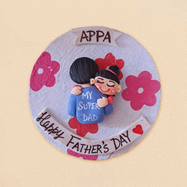 Personalized Handmade White Floral Theme MDF Wood Fridge Magnet For Fathers