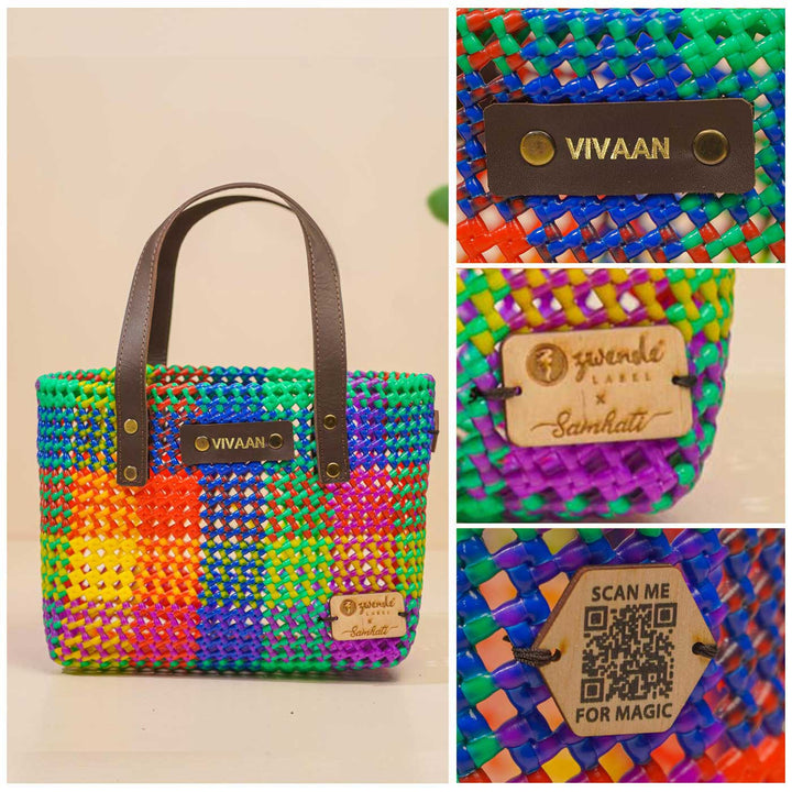 Multicolor Checks Mukhya Knot Handmade Small Koodai Bag
