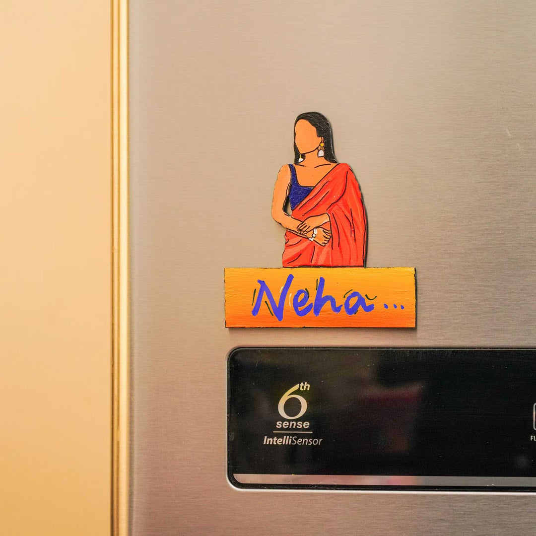 Personalized Hand-painted Ethnic Love Theme MDF Wood Fridge Magnet
