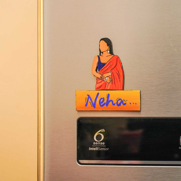 Personalized Hand-painted Ethnic Love Theme MDF Wood Fridge Magnet