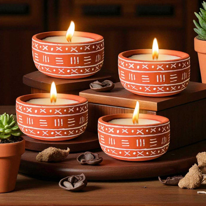 Customized Hand-Painted Cross Dot Terracotta Soy Wax Candle