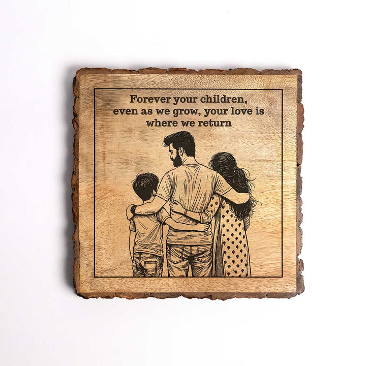 Personalized Hand Carved Engraved Dad And Children Theme Wooden Decorative Plaque