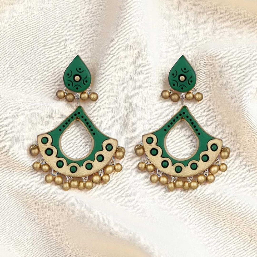 Handmade Diya Theme Elegant Terracotta Earrings