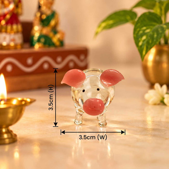 Handmade Blown Glass Pig Miniature Figurine For Decor