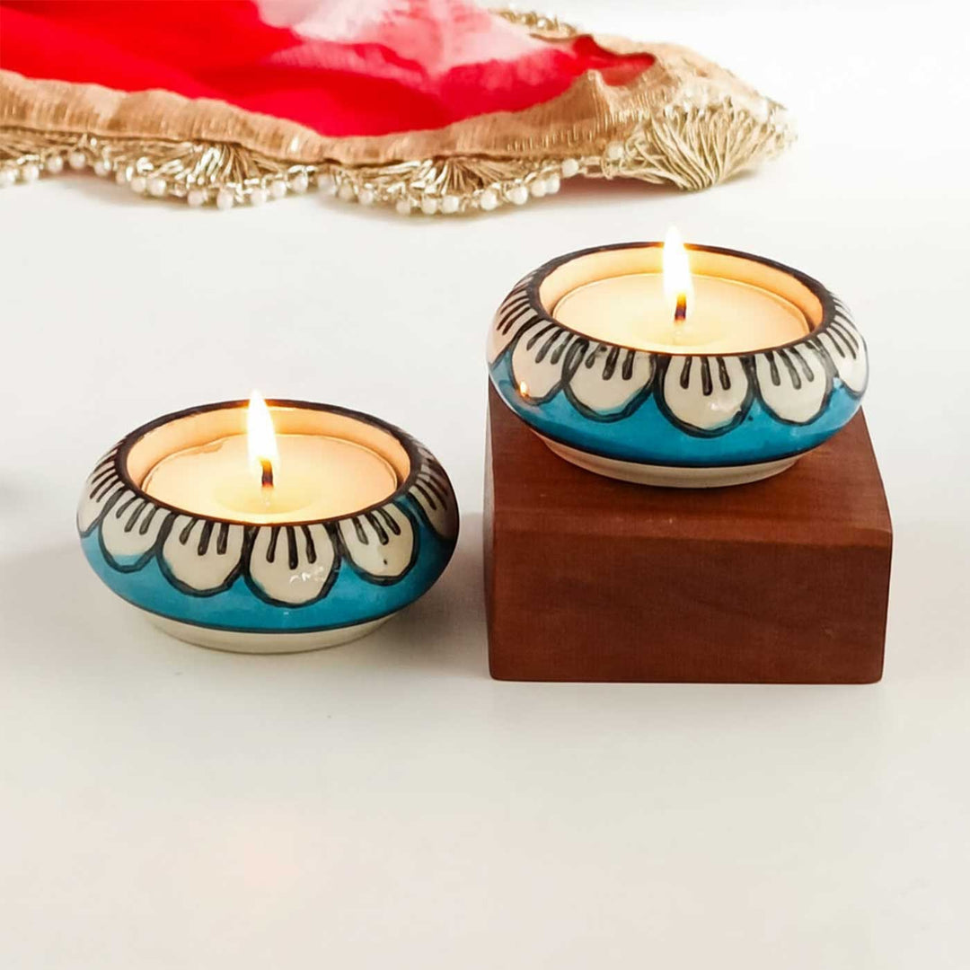 Set of 2 | Handmade Mosaicaura Ceramic Tealight Holder