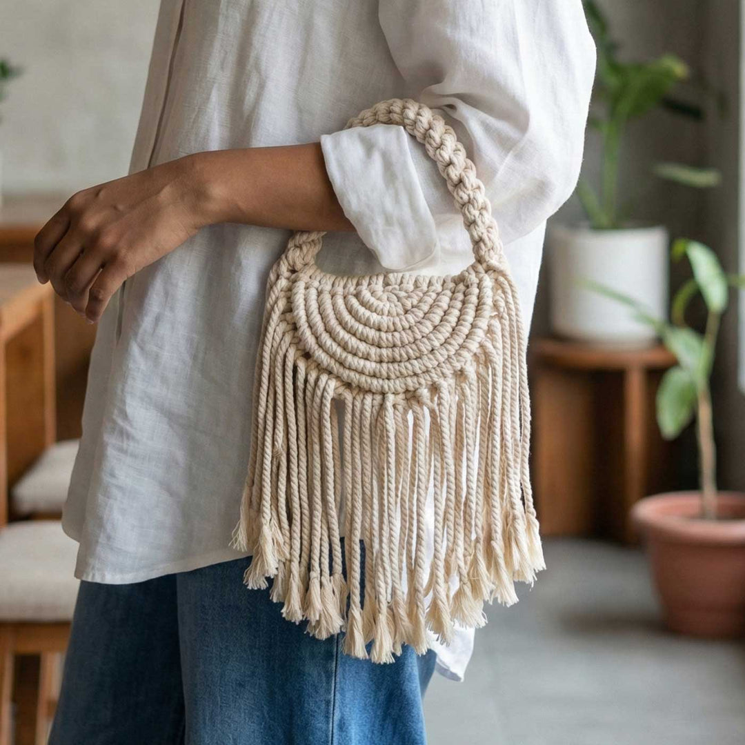 Handmade Macrame Oyster Handbag