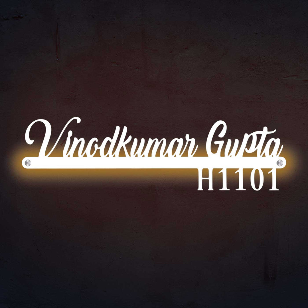 Personalized Waterproof Black Laser Cut Metal Name Plate With Backlight