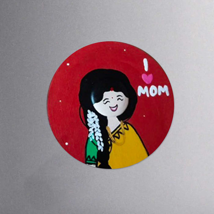 Photo Personalized Pebble Art "Love U Mom" Theme MDF Wood Fridge Magnet For Mothers
