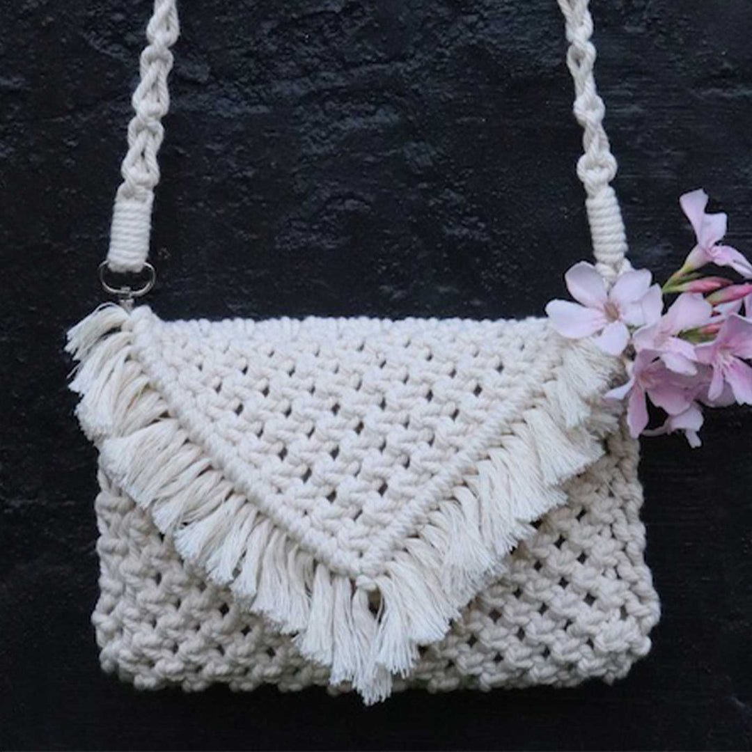 Handmade Macrame Clutch Bag With Sling