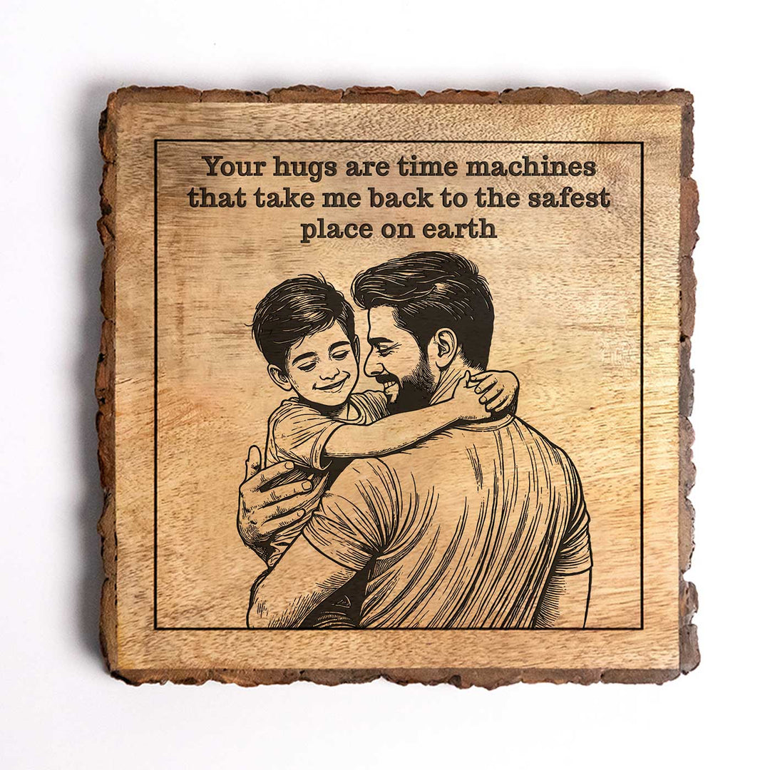Personalized Hand Carved Engraved Dad And Son Theme Wooden Decorative Plaque