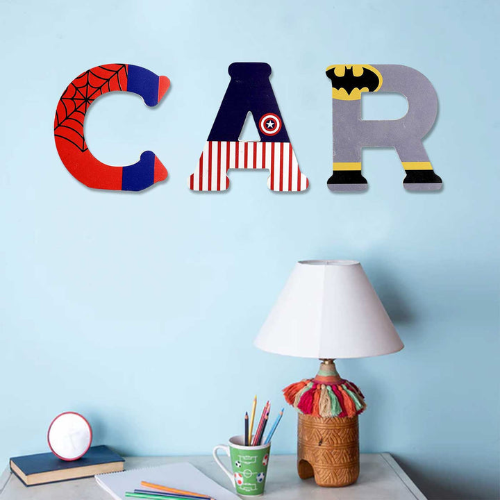 Handmade Batman Theme MDF Wood 3D Wall Letter For Kids - R