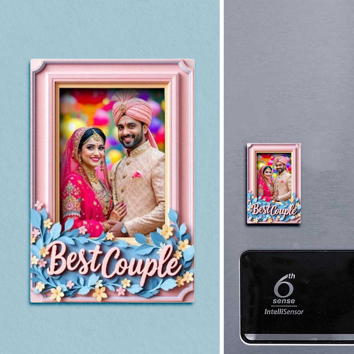 Printed "Best Couple" Polaroid Theme Acrylic Fridge Magnet