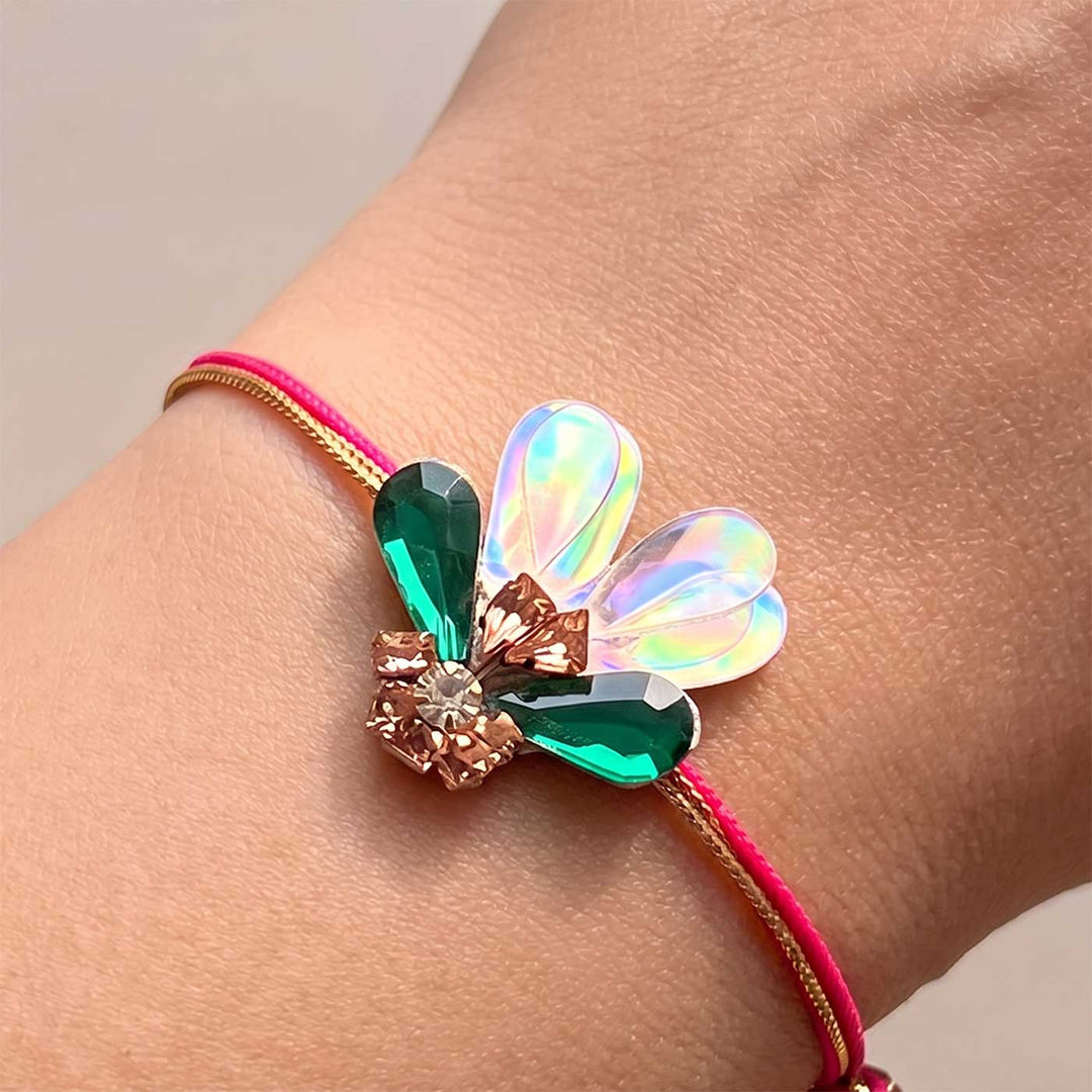 Handmade Wink Design Ghungroo & Shell Felt Rakhi For Brother