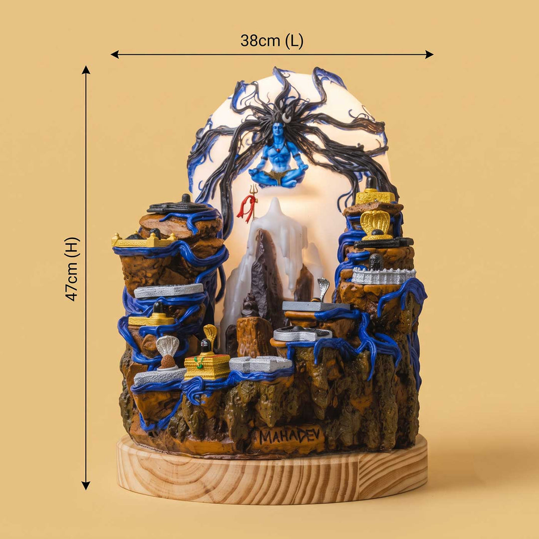 Handcrafted Mahadev 12 Jyotirlinga Devotional Miniature Table Lamp For Home Mandir Decor