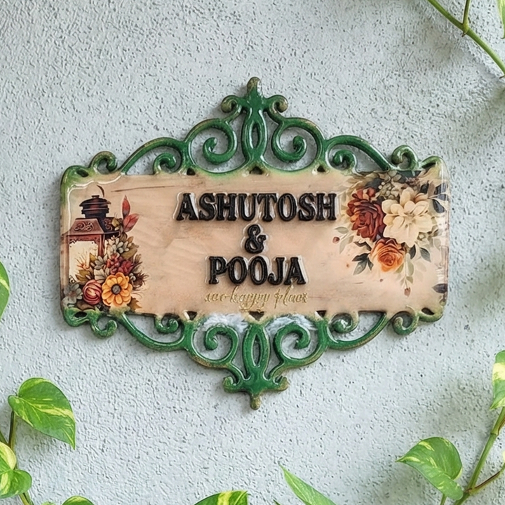 Classic Vintage Swirl Floral Personalized Resin Name Plate