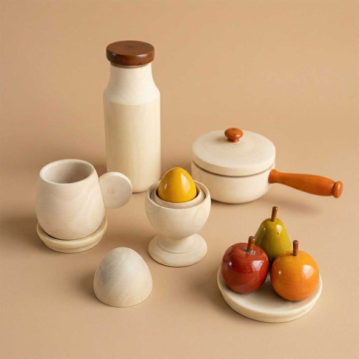 Wooden Breakfast Set Toy | Handmade Etikopakka Pretend Play | 3–6 Years