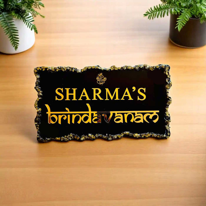 Personalized Black Ganesha Theme Resin Name Plate