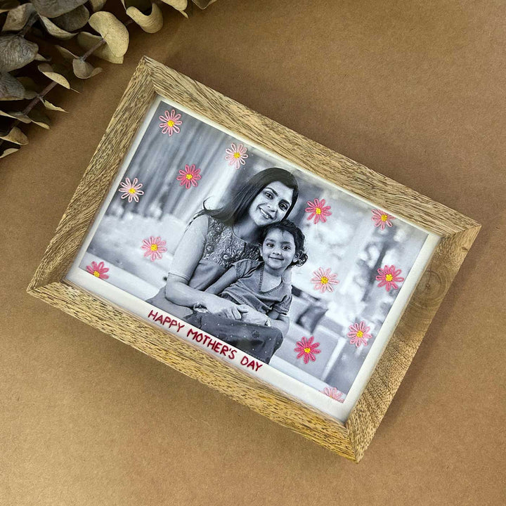 Photo Personalized Daisy Embroidery Theme Wooden Photo Frame