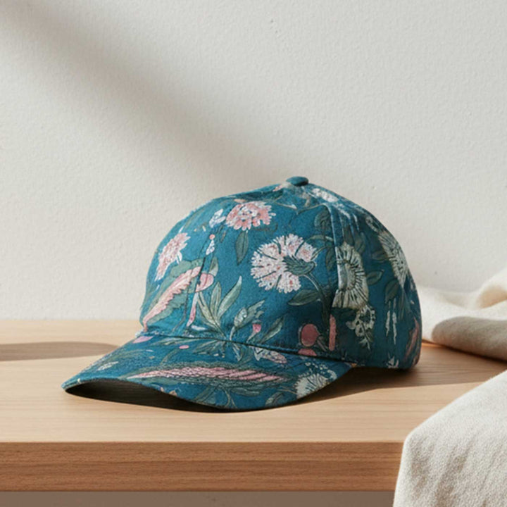 Hand Block Printed Floral Cap