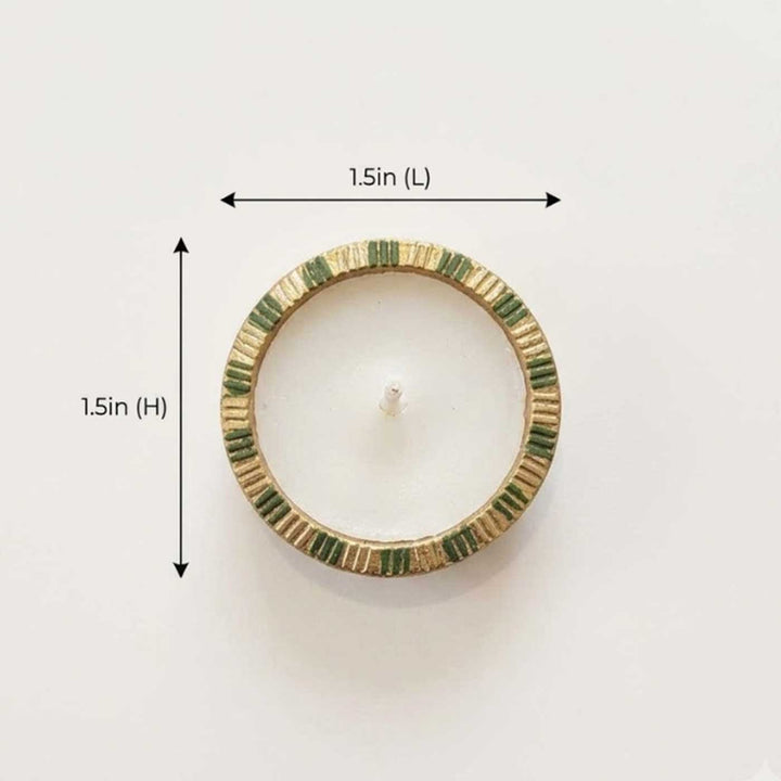 10 pc | Hand-Painted Round Terracotta Tealight Diya For Festive Decor