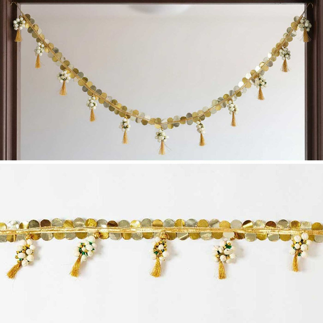 Handmade Shola Buds Silk Tassel White Color Toran