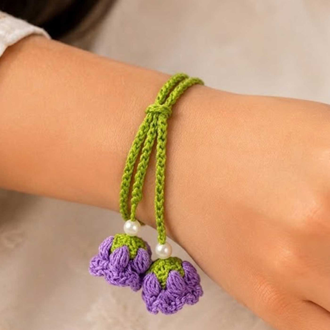 Handmade Crochet Floral Cotton Lumba Rakhi for Bhabhi With Roli Chawal