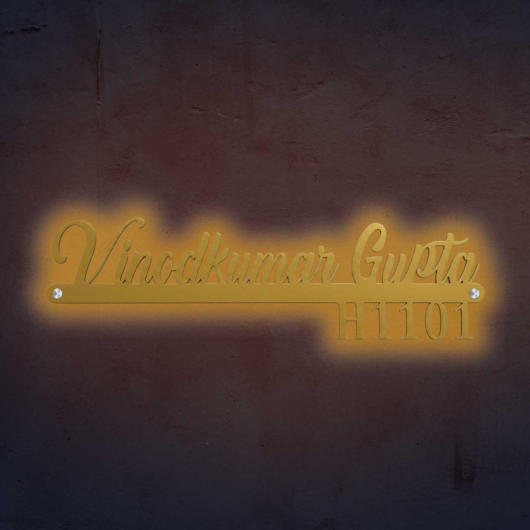 Personalized Waterproof Black Laser Cut Metal Name Plate With Backlight