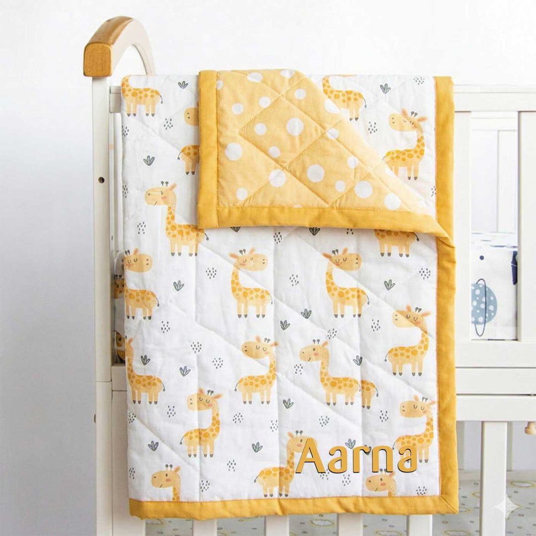 Personalized Baby Giraffe Kids Quilt | 0-4 Years