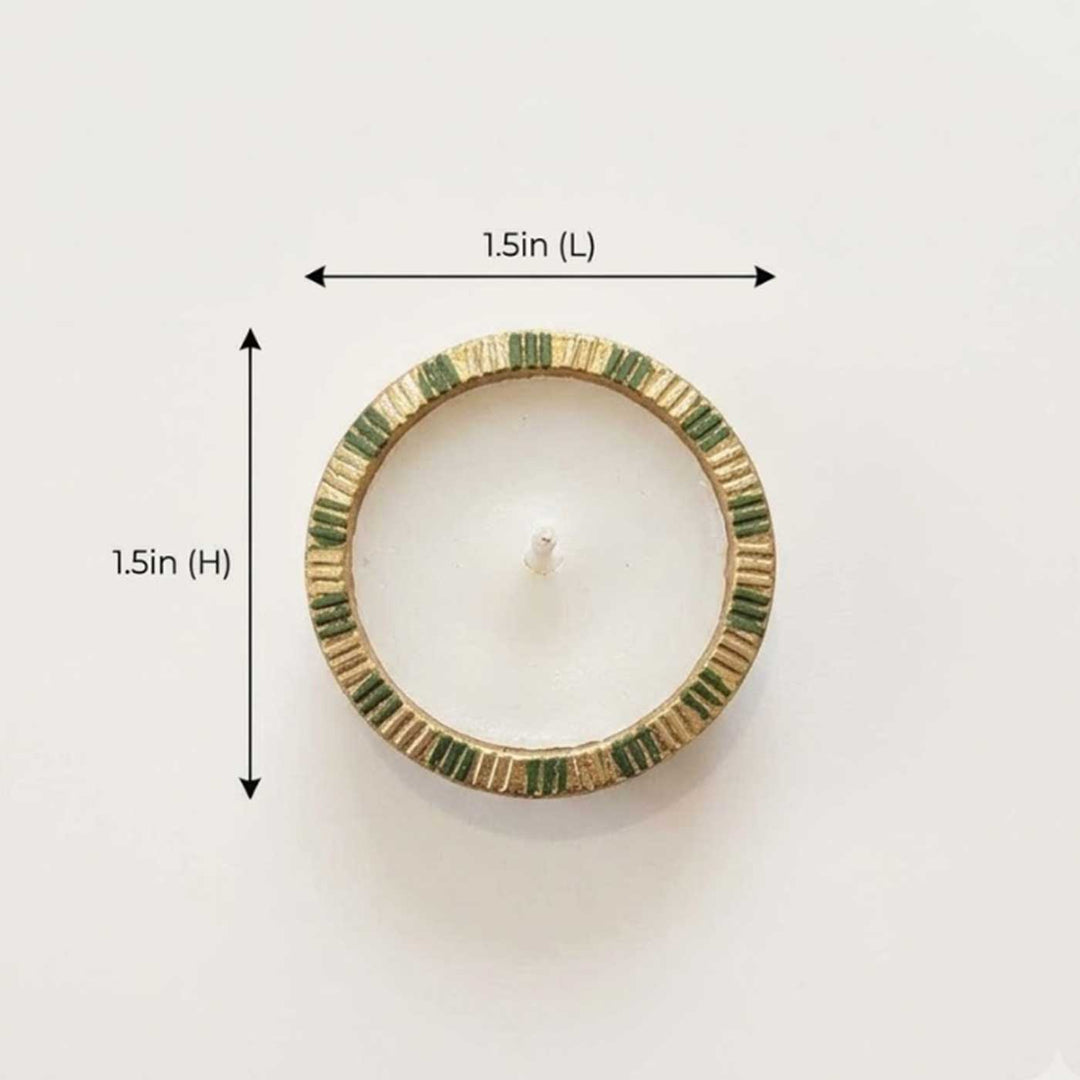 4 pc | Hand-Painted Round Terracotta Tealight Diya For Festive Decor