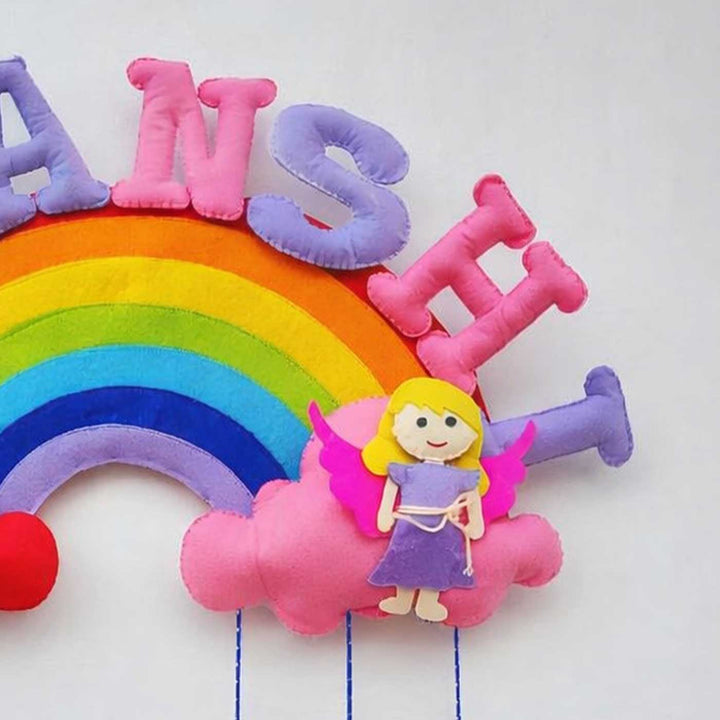 Personalized Rainbow & Unicorn Theme Felt Kids Name Plate