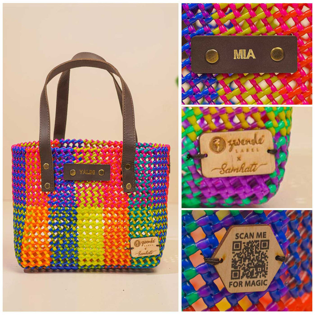 Multicolor Checks Mukhya Knot Handmade Small Koodai Bag