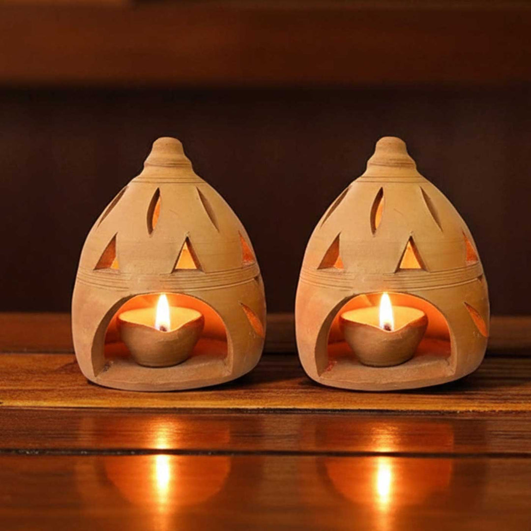 Set Of 2 | Handmade Terracottta Night Light
