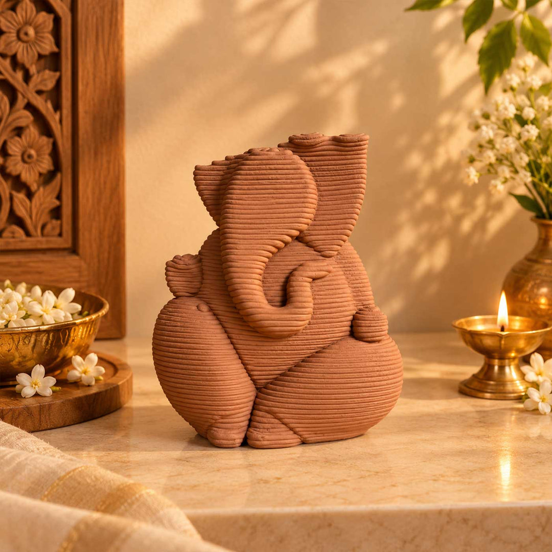 Handmade 3D Printed Ganpati Small Stoneware Sculpture