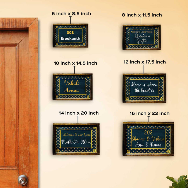 Dark Floral Personalized Resin Wooden Frame Name Plate