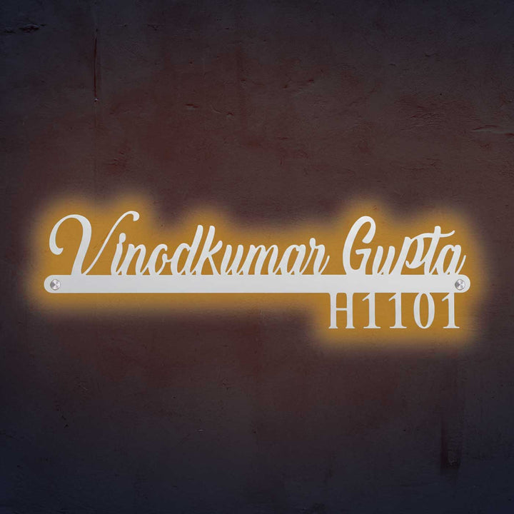 Personalized Waterproof Black Laser Cut Metal Name Plate With Backlight