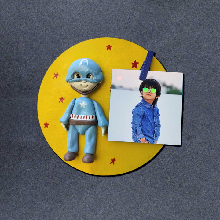 Photo Personalized Captain America Theme MDF & Cold Porcelain Clay Fridge Magnet