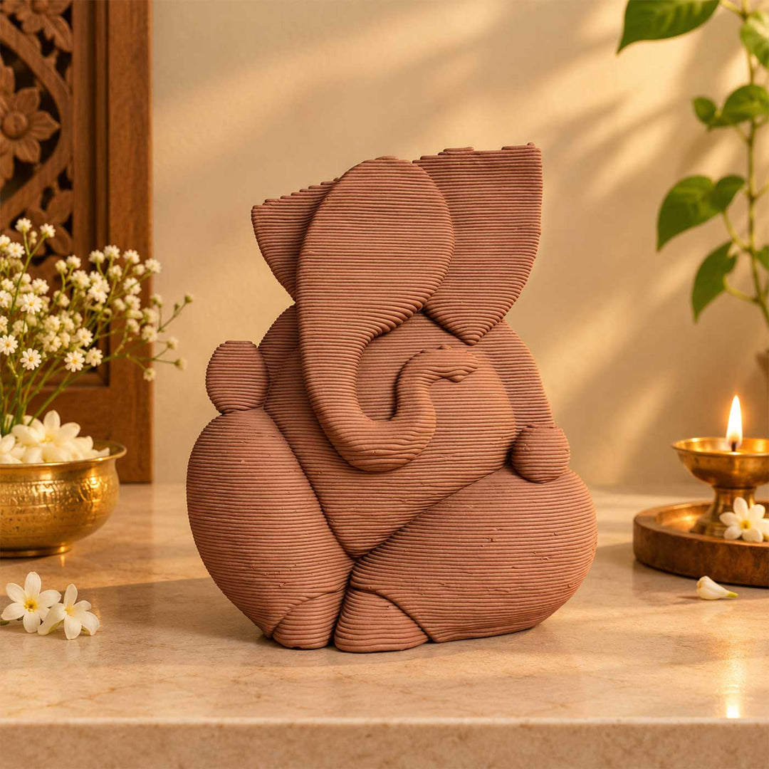 Handmade 3D Printed Ganpati Large Stoneware Sculpture