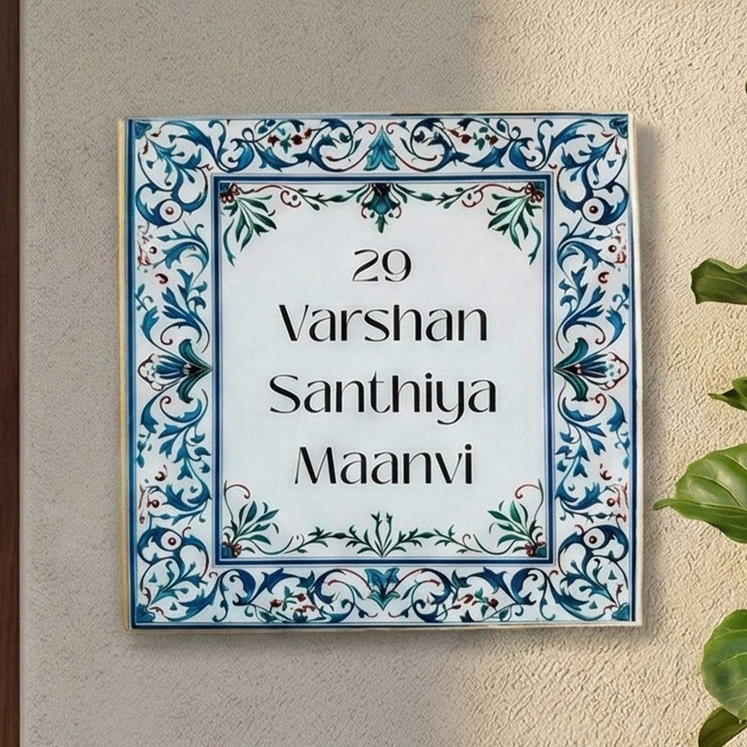 Personalized Blue & White Vintage Resin Name Plate